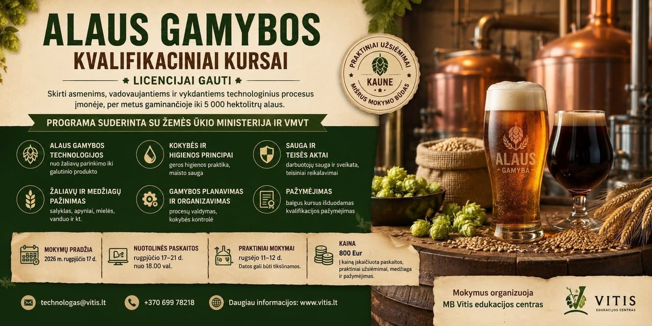 Kvalifikaciniai mokymais "Alaus gamyba"