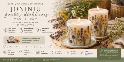 Joninių žvakių dirbtuvės Craft Stories